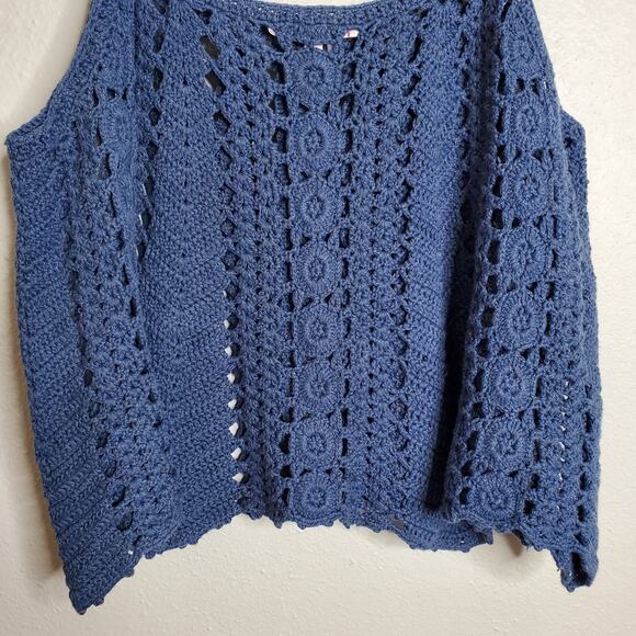 Vintage Victoria's Secret Blue Crochet Tank Size M Y2k Boho Vacation Beachy - Picture 7 of 10